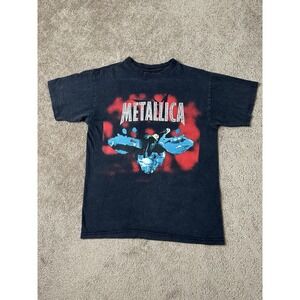 Vintage Mens T-shirt 90s GIANT Metallica Reload Tour Rock Tee Black, Size M